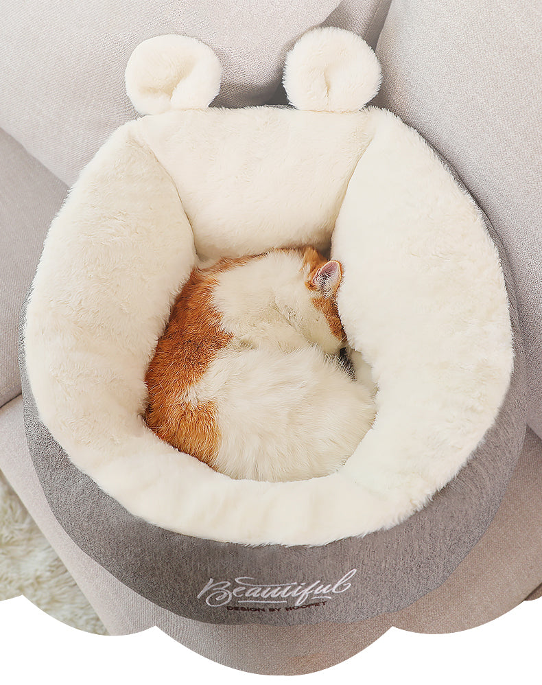 Self-warming cozy cave pet bed for small dogs and cats - photo 2