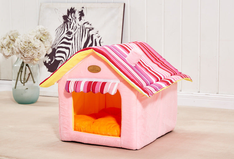 Cozy cottage striped indoor pet house bed for dogs and cats - photo 3