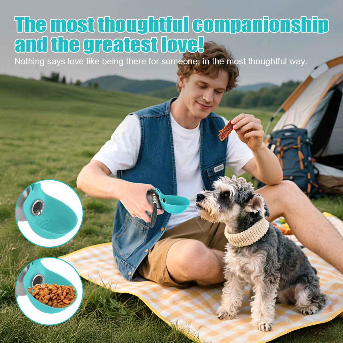 Portable stainless steel dog water bottle with silicone bowl - photo 6