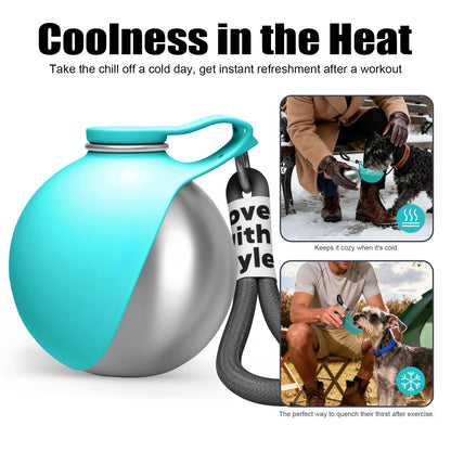 Portable stainless steel dog water bottle with silicone bowl - photo 7