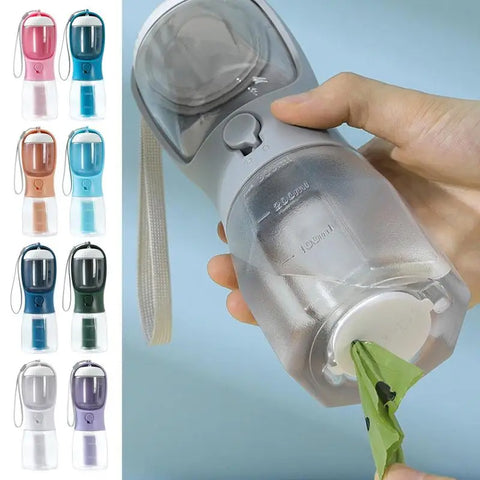 Three-in-one Portable Small Multi-functional Pet  Water Drinking Cups with Garbage Bag