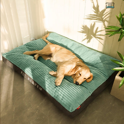 Plush corduroy orthopedic dog mattress, washable flat pet bed - photo 2