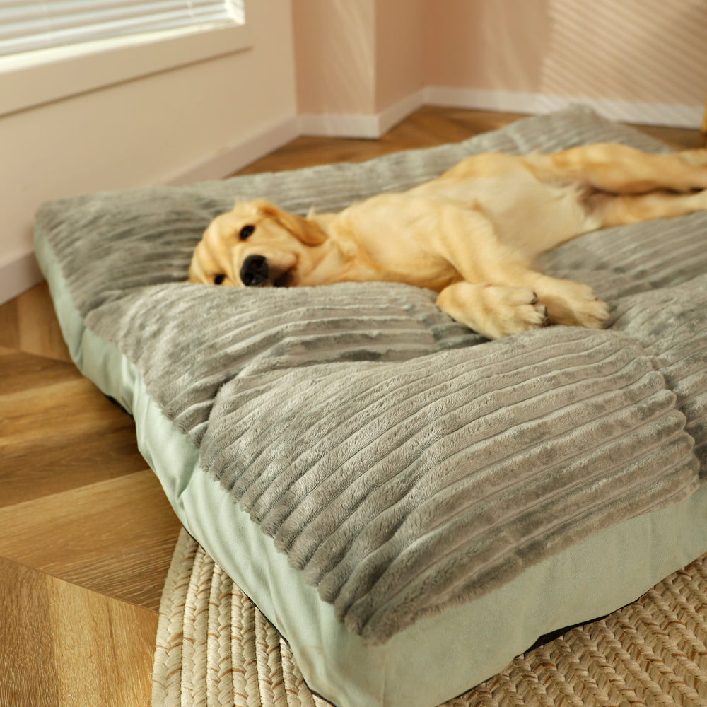 Plush corduroy orthopedic dog mattress, washable flat pet bed - photo 4