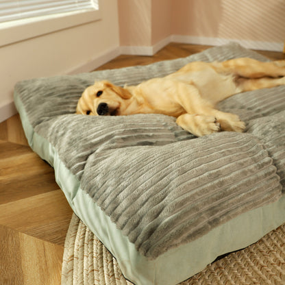 Plush corduroy orthopedic dog mattress, washable flat pet bed - photo 4