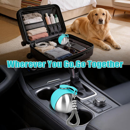 Portable stainless steel dog water bottle with silicone bowl - photo 10