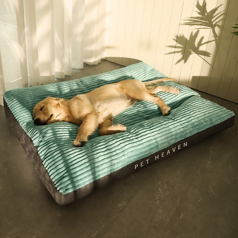 Plush corduroy orthopedic dog mattress, washable flat pet bed - photo 5