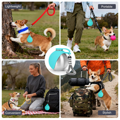 Portable stainless steel dog water bottle with silicone bowl - photo 5