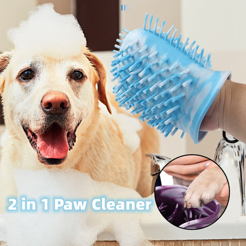 2 In 1 Dog Paw Cleaner Portable Brush Cup Soft Pet Dog Foot Cleaning Washer Brush Cup