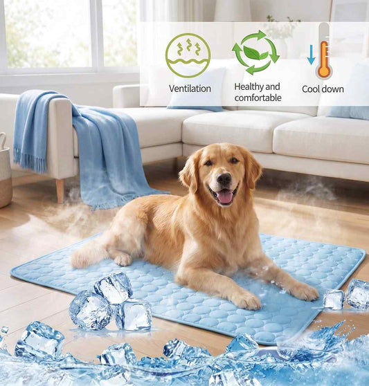 Eisseide-Kühlmatte für Haustiere – Sommer-Kühlbett für Hunde und Katzen (alle Größen) | Atmungsaktive und waschbare Haustierdecke